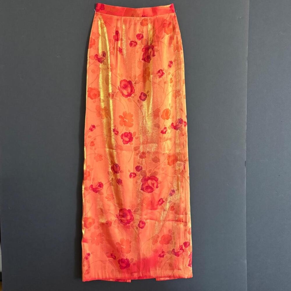 VTG Y2K 2000s Hancock Floral Shimmer Maxi Fall Transitional Skirt - Size 2/4 NWT
